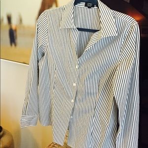 striped cotton button down.